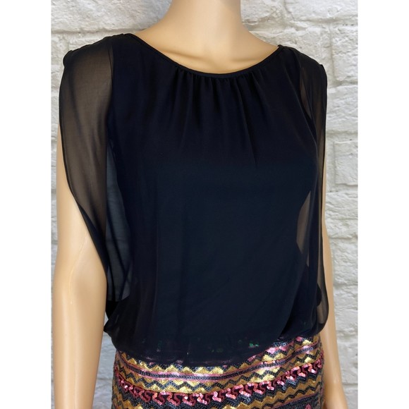 AIDAN MATTOX Sequin Dress Size 2 Party Dress Mini Dress Cocktail Dress Colorful - Picture 4 of 13